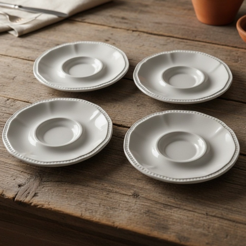 KENSINGTON STAFFORDSHIRE White (4) 6 1/8" Saucers Ironstone *
